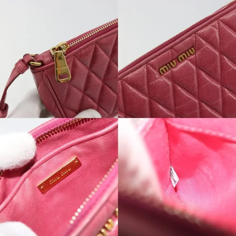 Miu Miu Matelasse Leather Pouch Pink